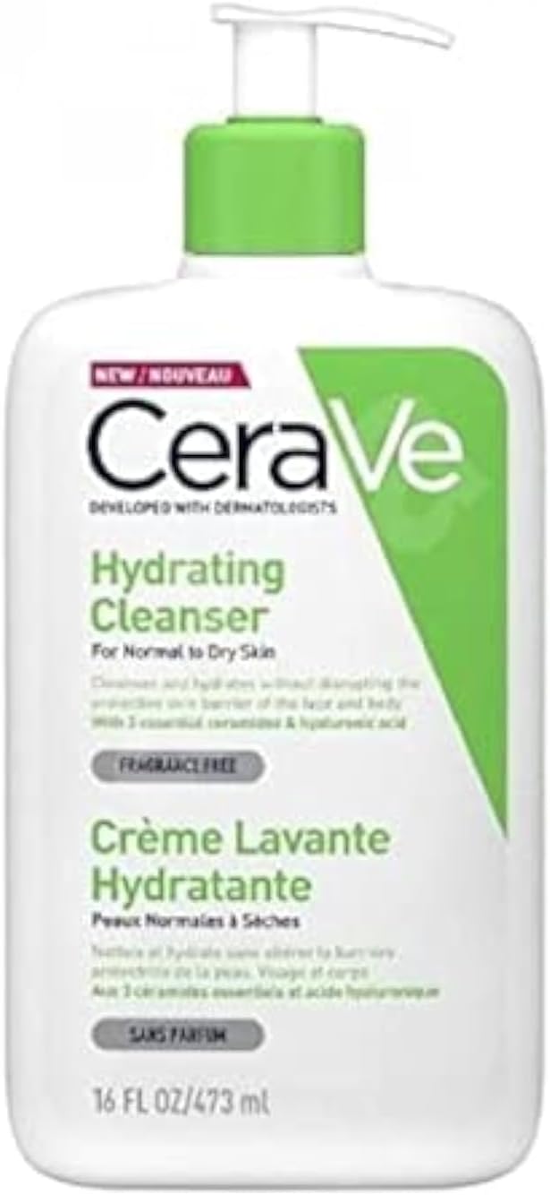 CeraVe Hydrating Cleanser For Normal to Dry Skin With 3 Essential Ceramides & Hyaluronic Acid, 473ml