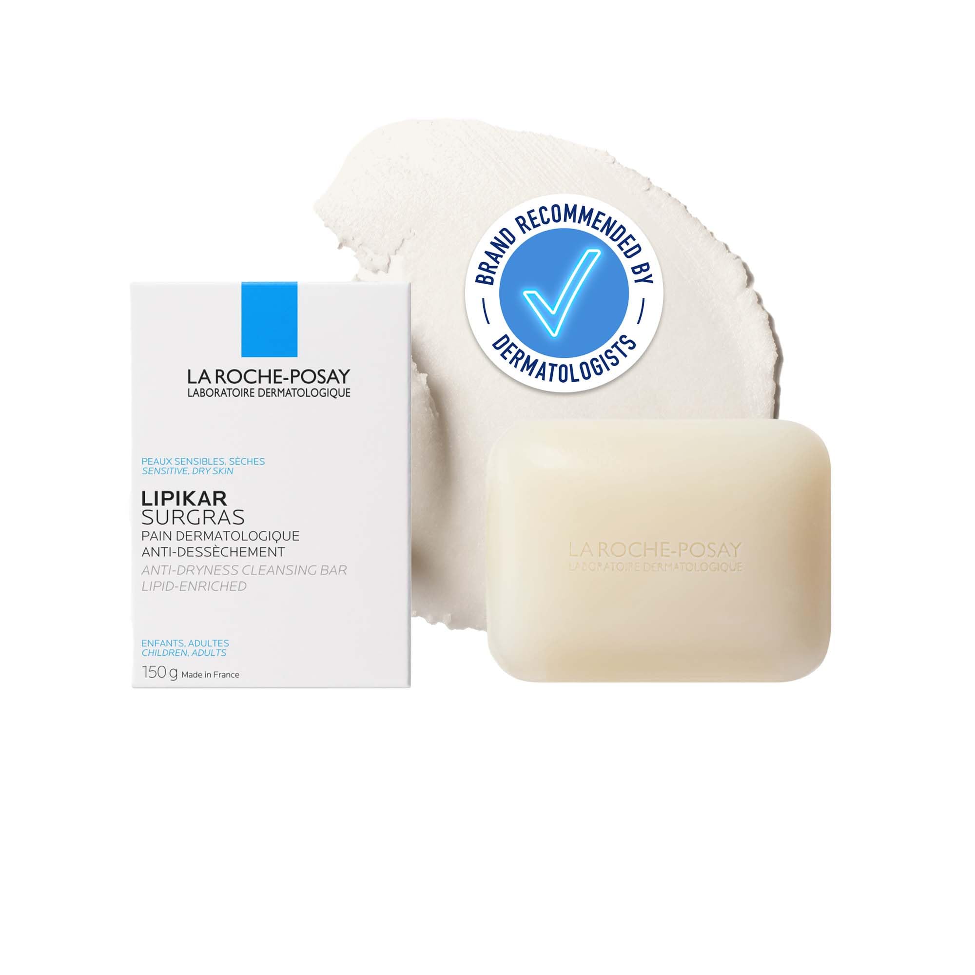 La Roche-Posay Lipikar Surgras Lipid-Enriched Cleansing Bar For Dry Skin, 150G