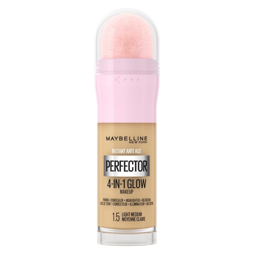 Maybelline Instant Anti Age Rewind Perfector, 4-In-1 Glow Primer, 1.5 Light Medium, 20Ml