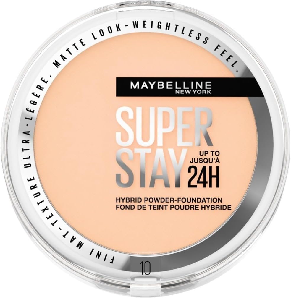 Maybelline New York Super Stay Up To 24H Hybrid Powder Foundation, Shade 10, 9g