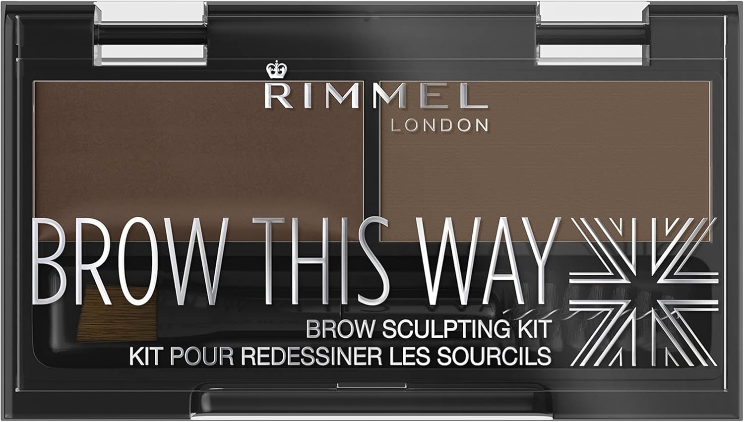 Rimmel London Brow This Way Eyebrow Powder Sculpting Kit, 002 Medium Brown, 1.3g