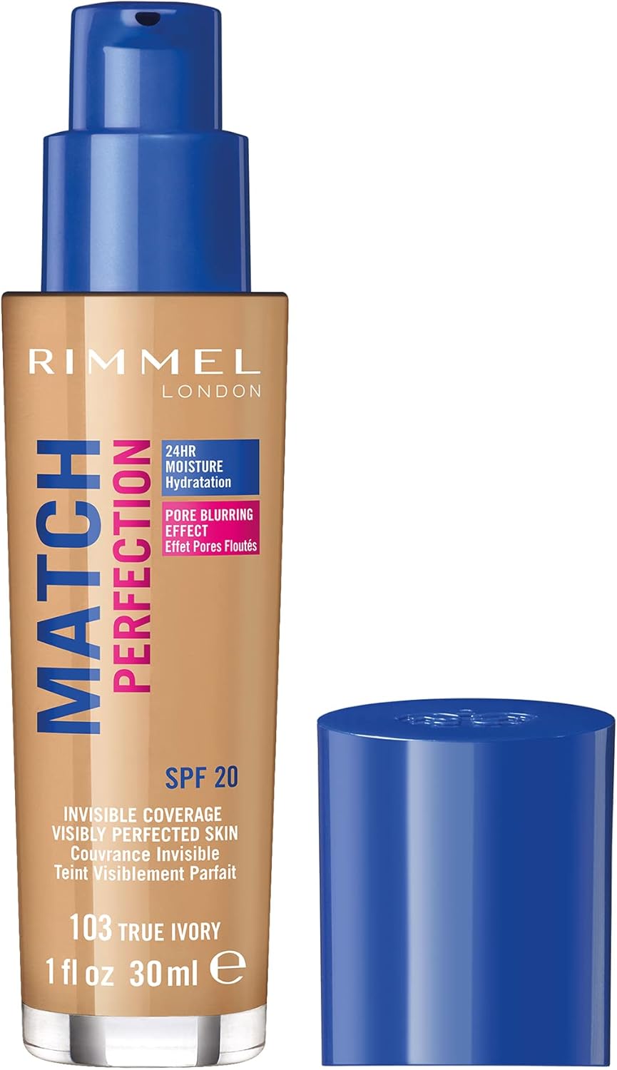 Rimmel London Match Perfection Foundation, 103 True Ivory, 30ml