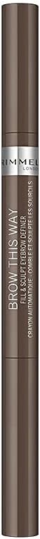Rimmel London Brow This Way Fill & Sculpt Eyebrow Definer, 002 Medium Brown, 0.25g - 3616305422354