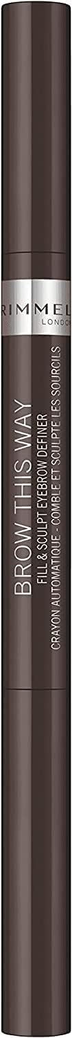 Rimmel London Brow This Way Fill & Sculpt Eyebrow Definer, 003 Dark Brown, 0.25g - 3616305422330
