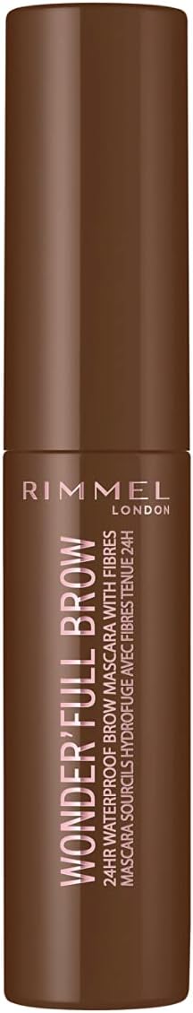 Rimmel London Wonder Full Brow 24HR Waterproof Brow Gel, with Fibres for Plump Thick Brows, 002 Medium brown, 4.5 ml