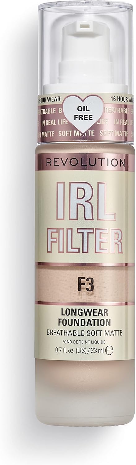 Revolution IRL Filter Longwear Foundation Breathable Soft Matte, F3, 23ml