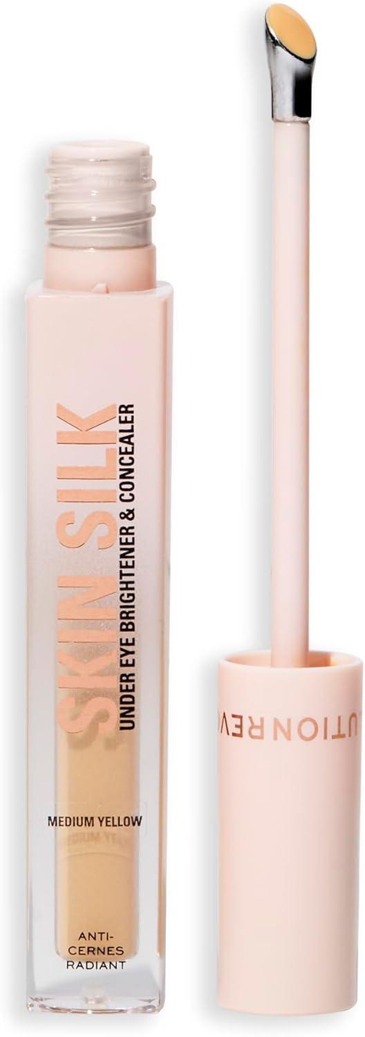 Revolution Skin Silk Under Eye Brightener & Concealer, Medium Yellow, 4ml